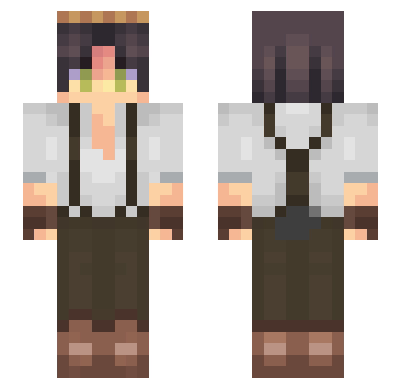 SkyeWanderer Minecraft skin, front and back view
