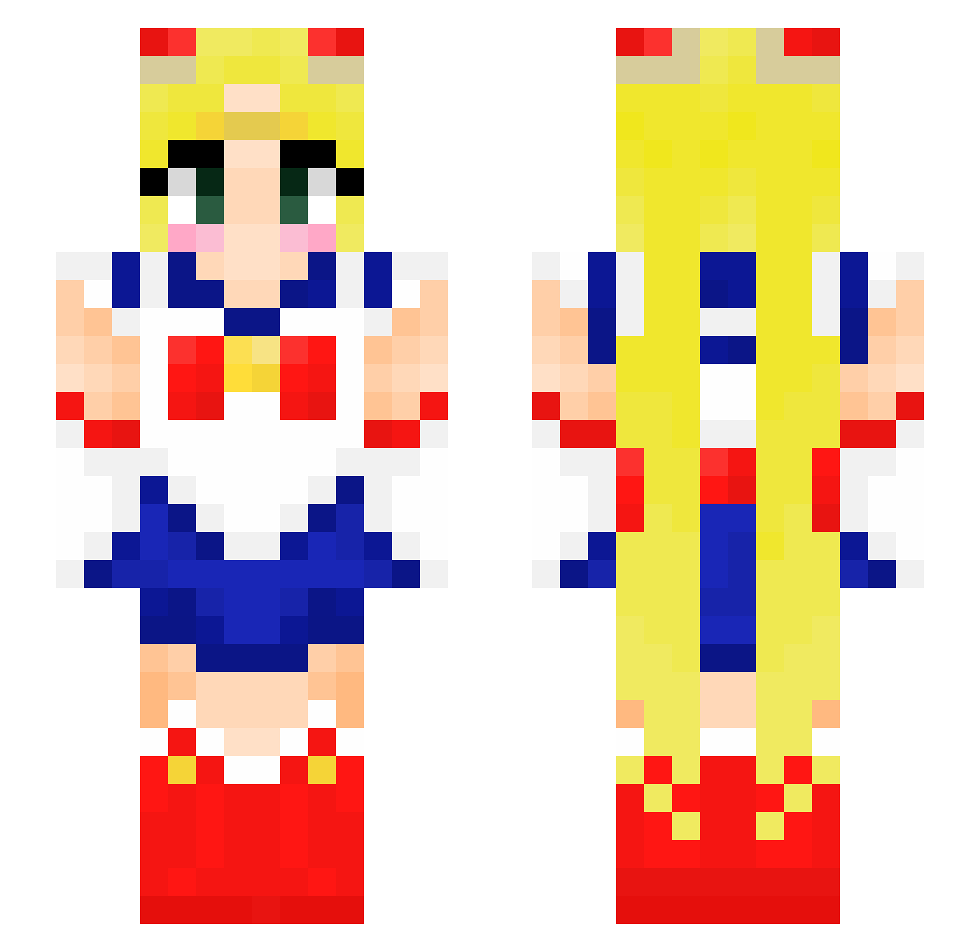 Monocles Minecraft skin, front and back view