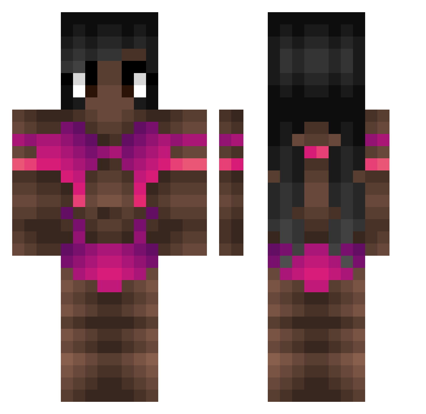 Exolaa Minecraft skin, front and back view