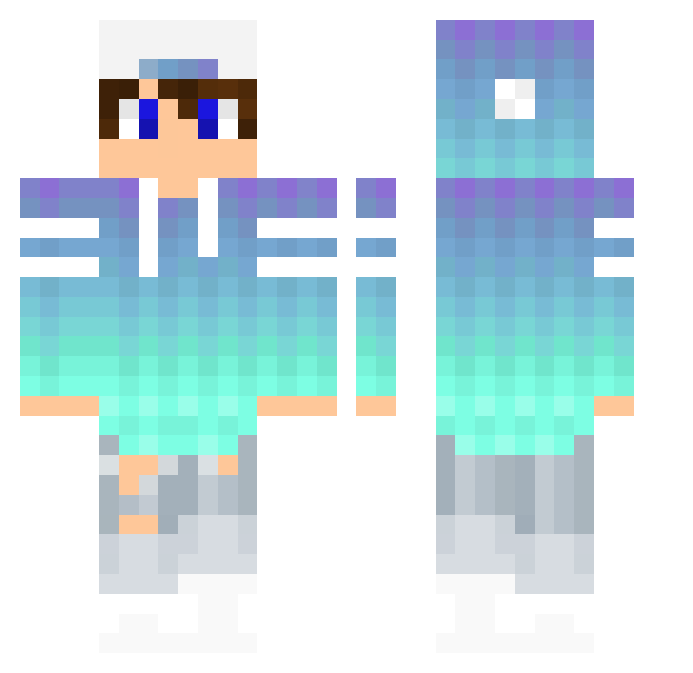 Runinglife Minecraft skin, front and back view