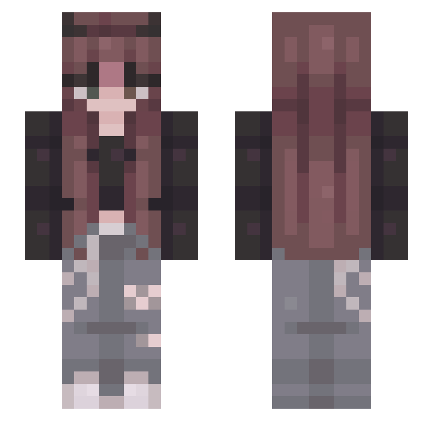 wh0s_luisa Minecraft skin, front and back view
