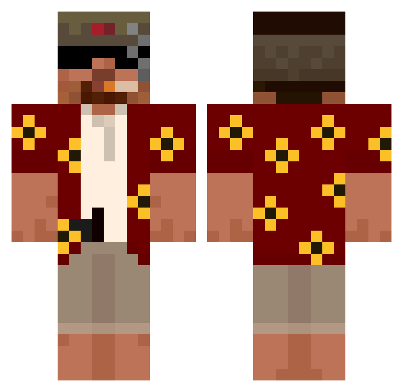 almrg Minecraft skin, front and back view