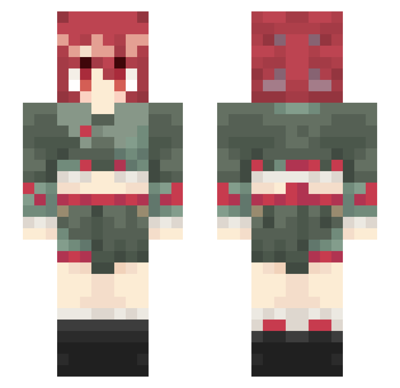 Pacpx Minecraft skin, front and back view