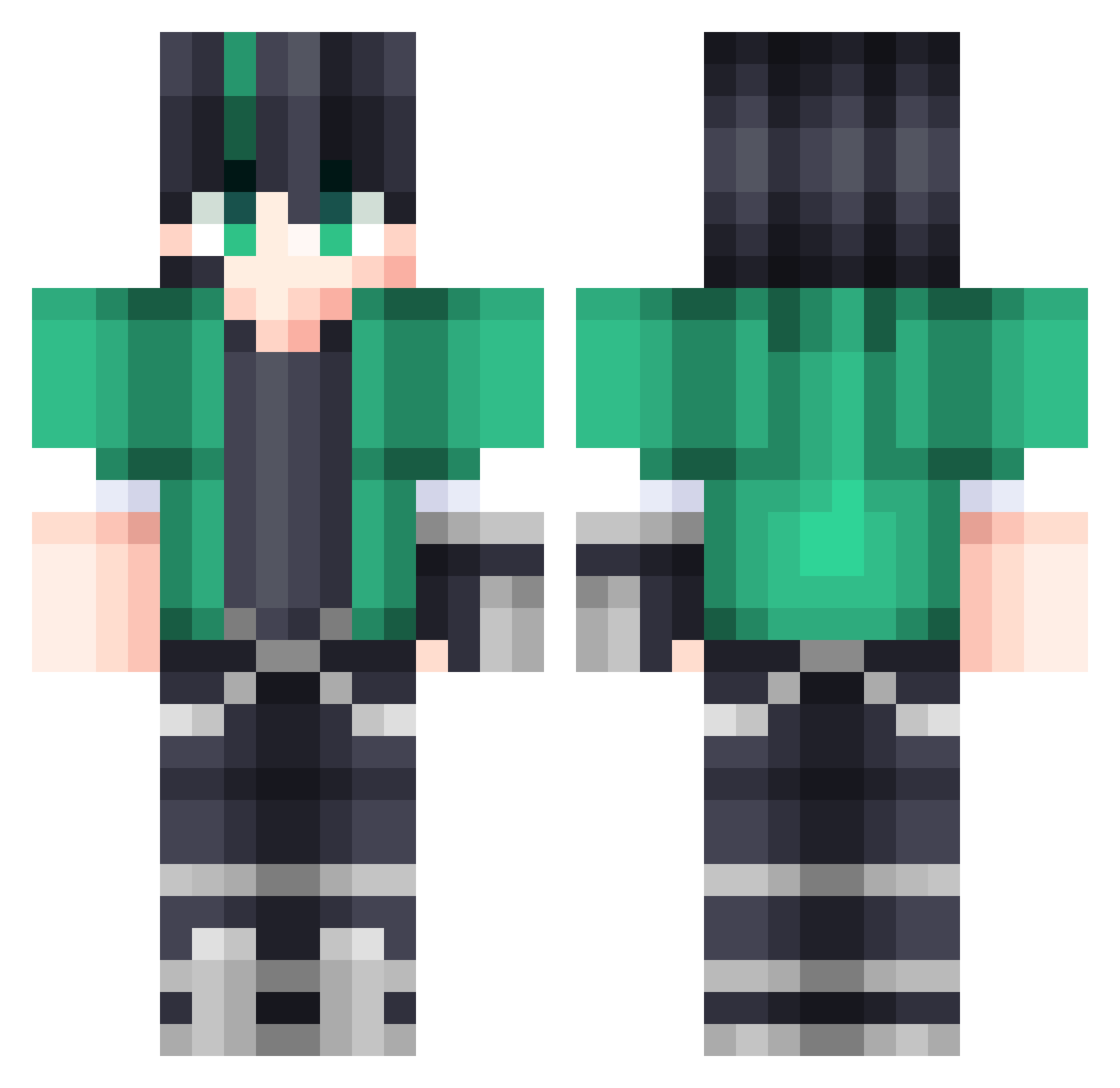 Rin_Zavada Minecraft skin, front and back view