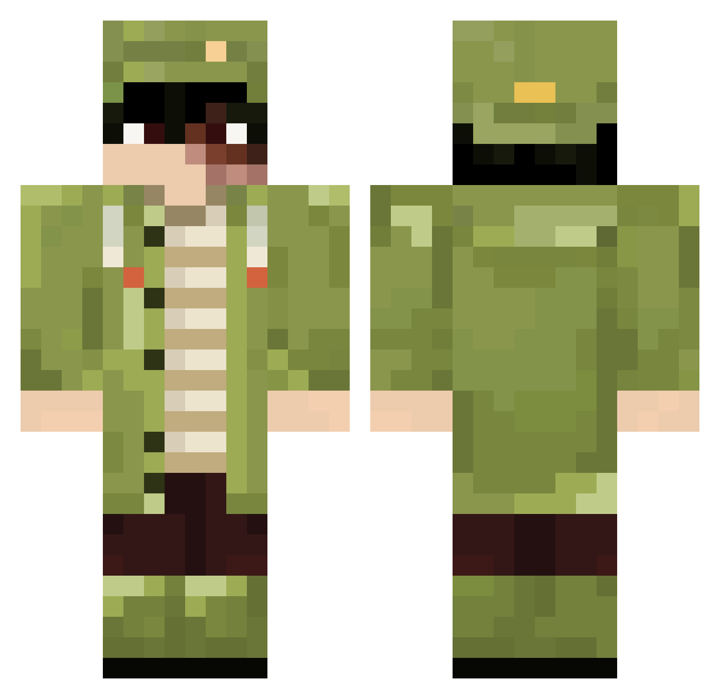 ethaneatsham Minecraft skin, front and back view