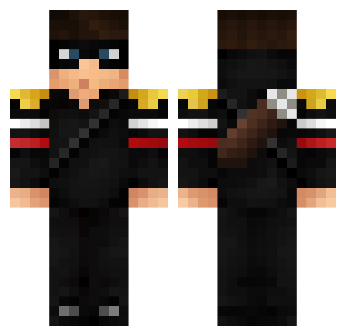 TheSlipperyHunts Minecraft skin, front and back view
