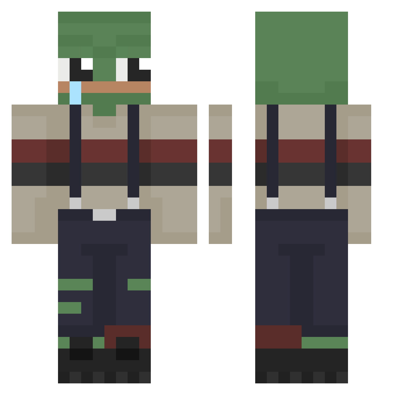 Rickardooo Minecraft skin, front and back view
