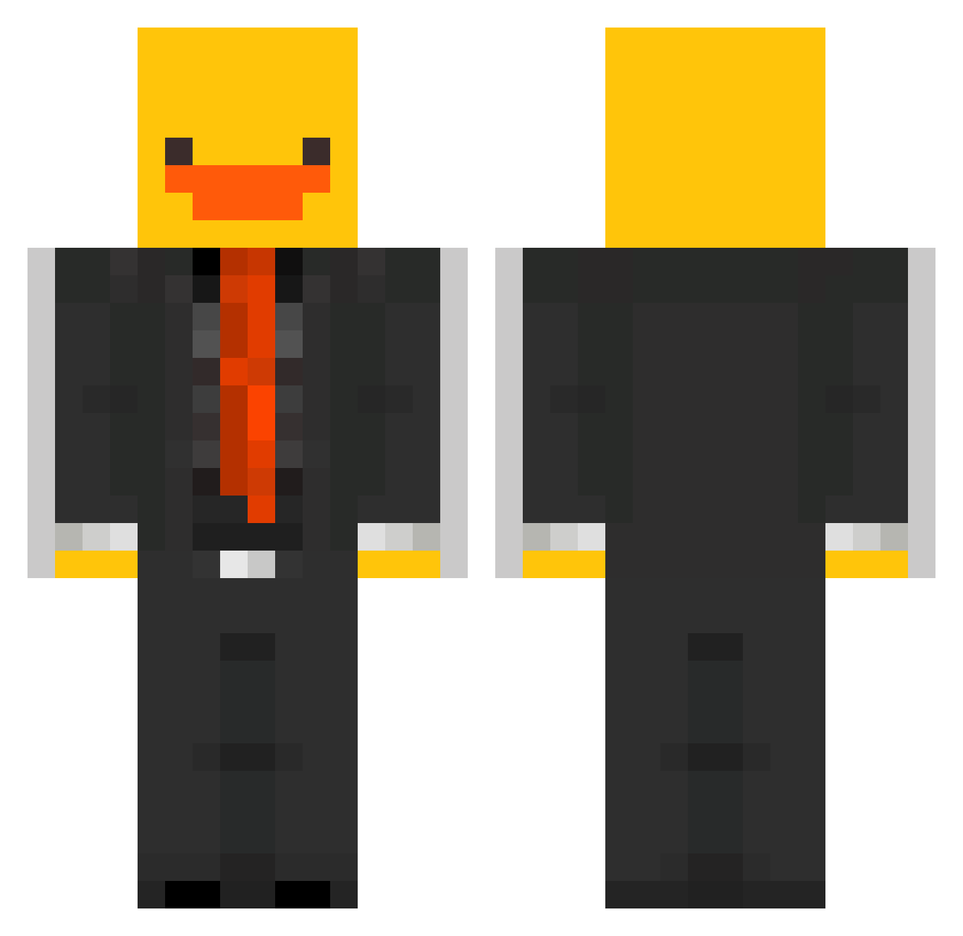 hubertzt Minecraft skin, front and back view