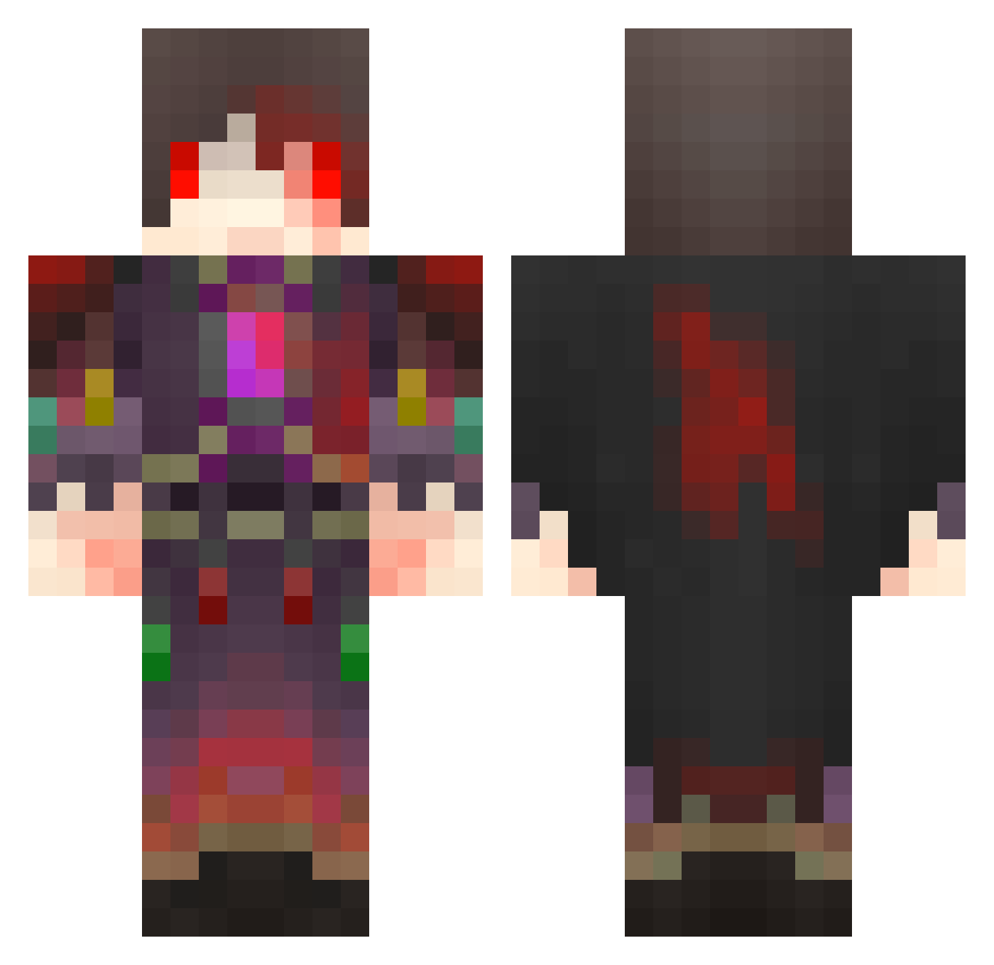 dichlorvos Minecraft skin, front and back view