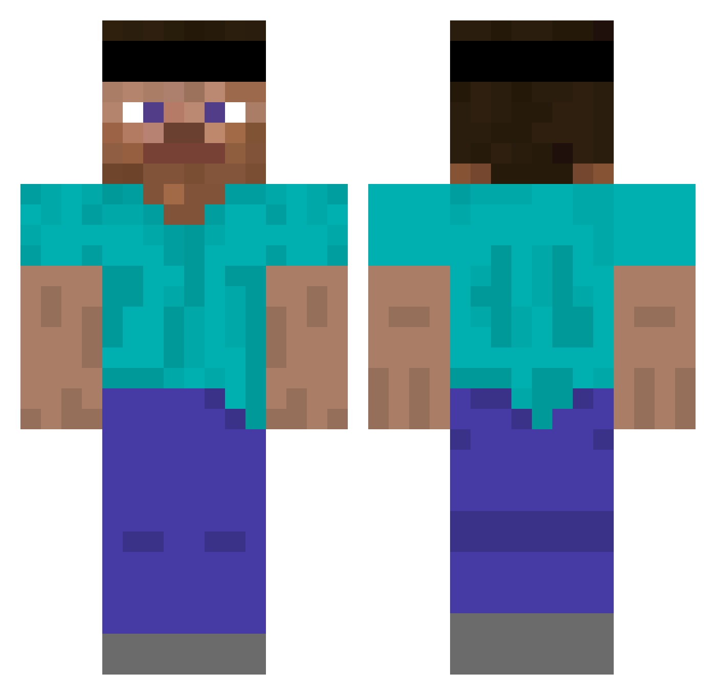 vznza Minecraft skin, front and back view