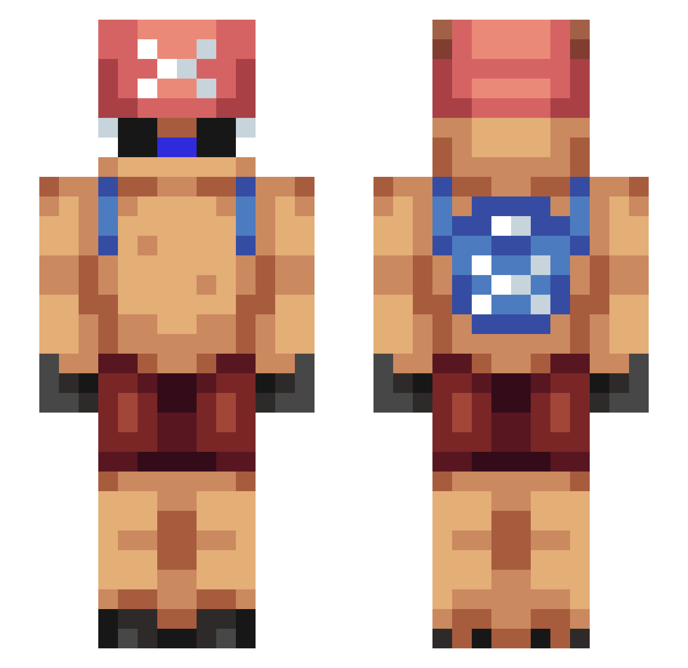 scaeable Minecraft skin, front and back view