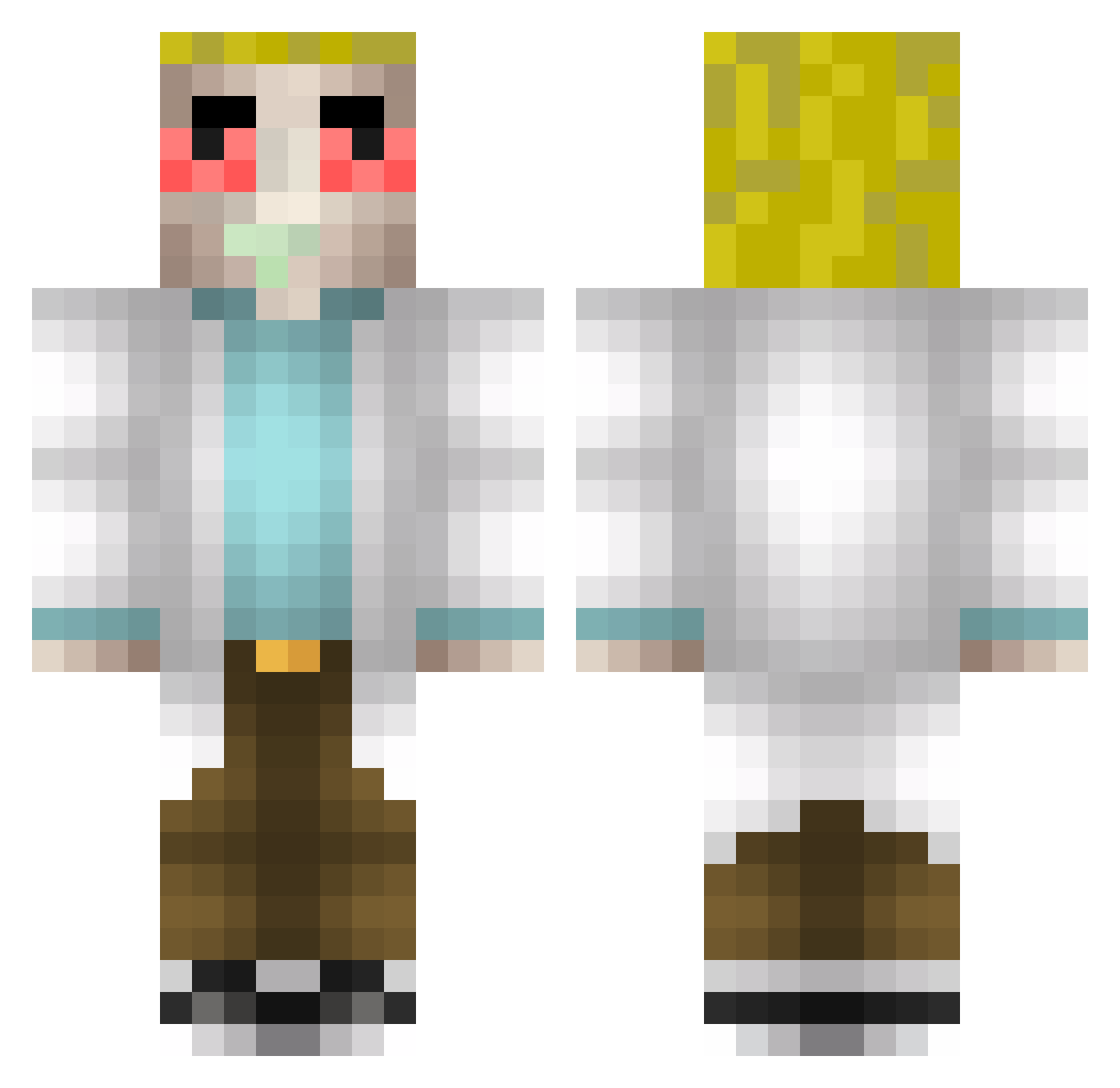 MarsDXD Minecraft skin, front and back view
