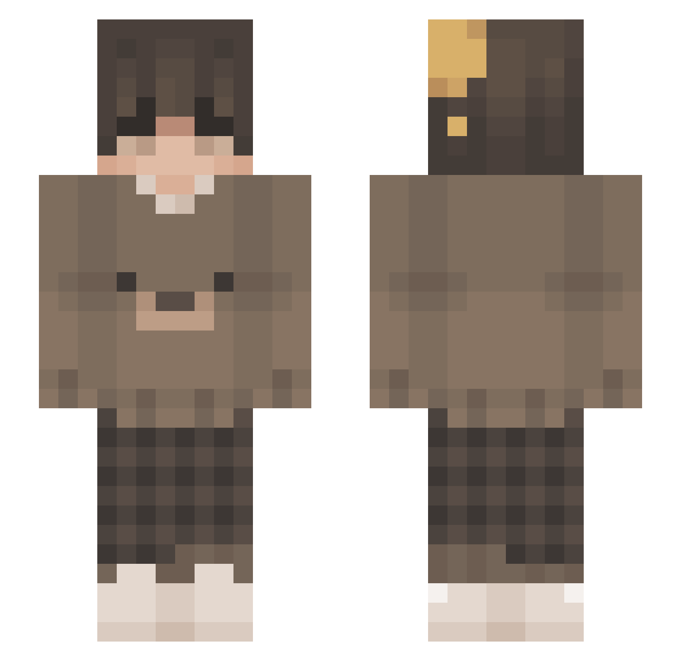 Aiyv Minecraft skin, front and back view