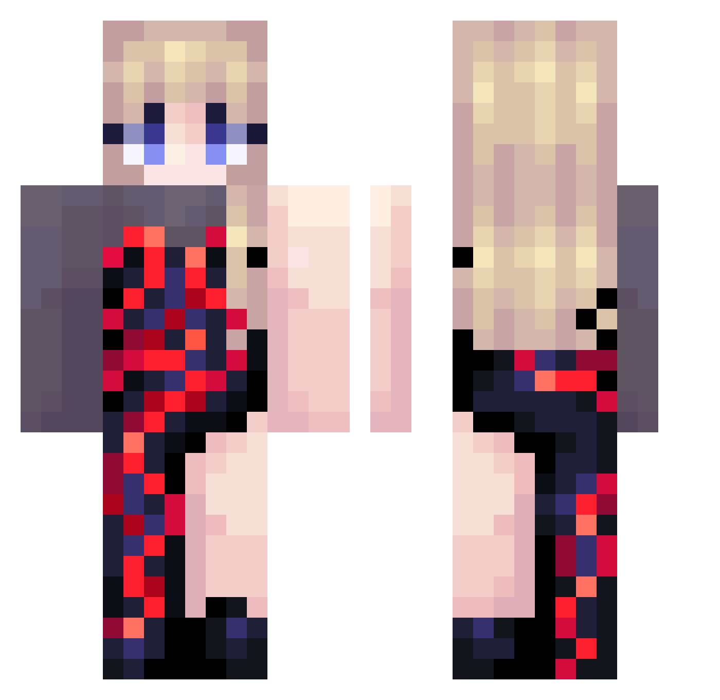UdaSadami Minecraft skin, front and back view