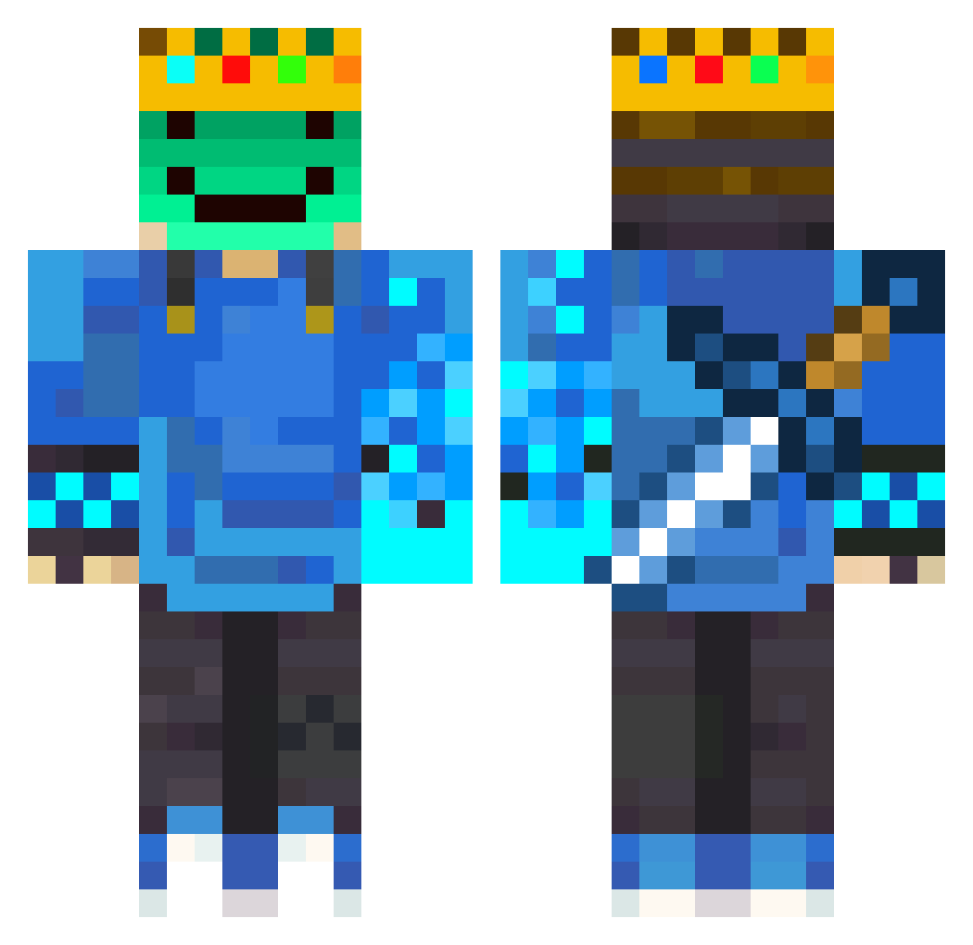 icepierce Minecraft skin, front and back view