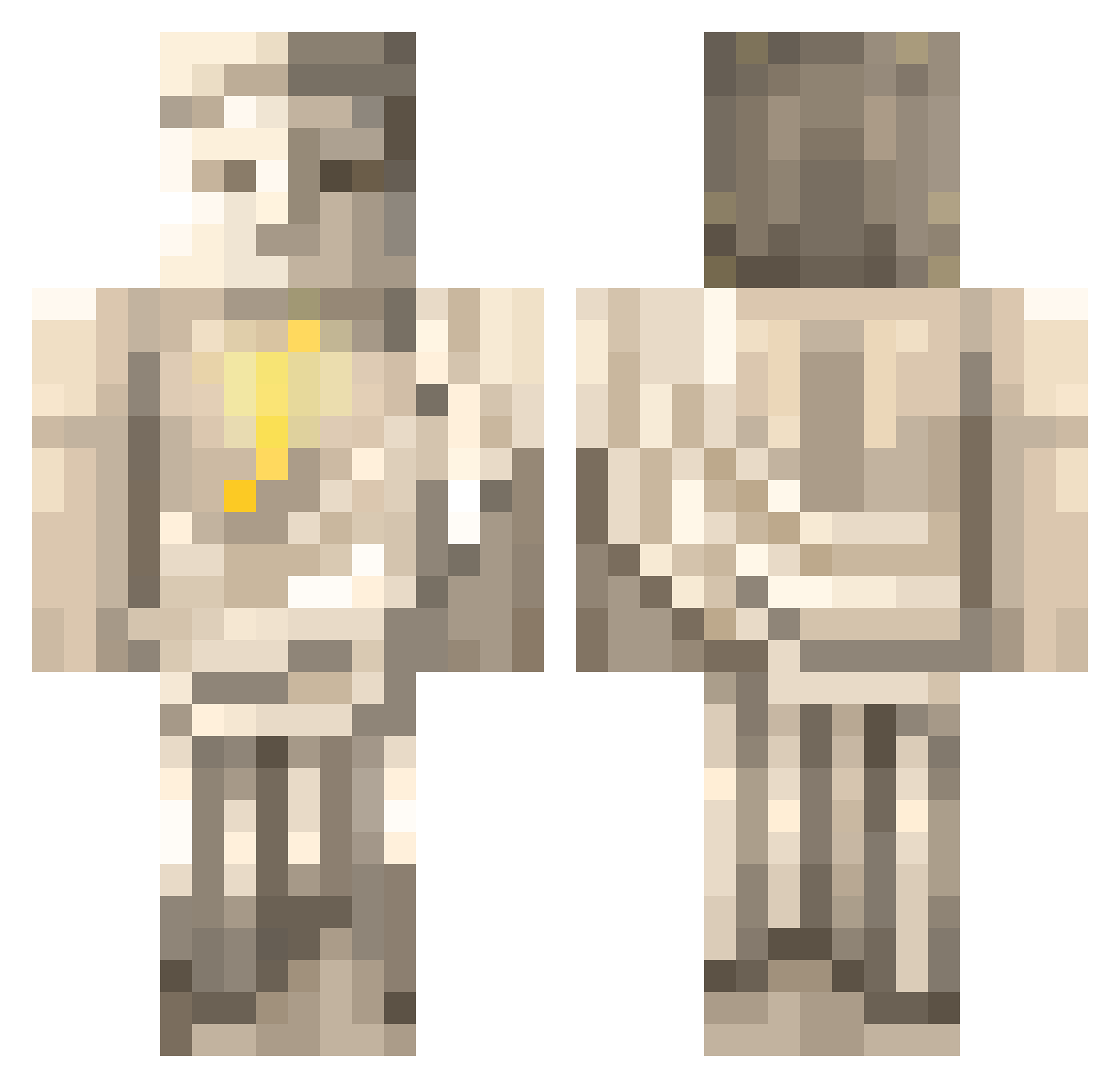 hu2sy Minecraft skin, front and back view