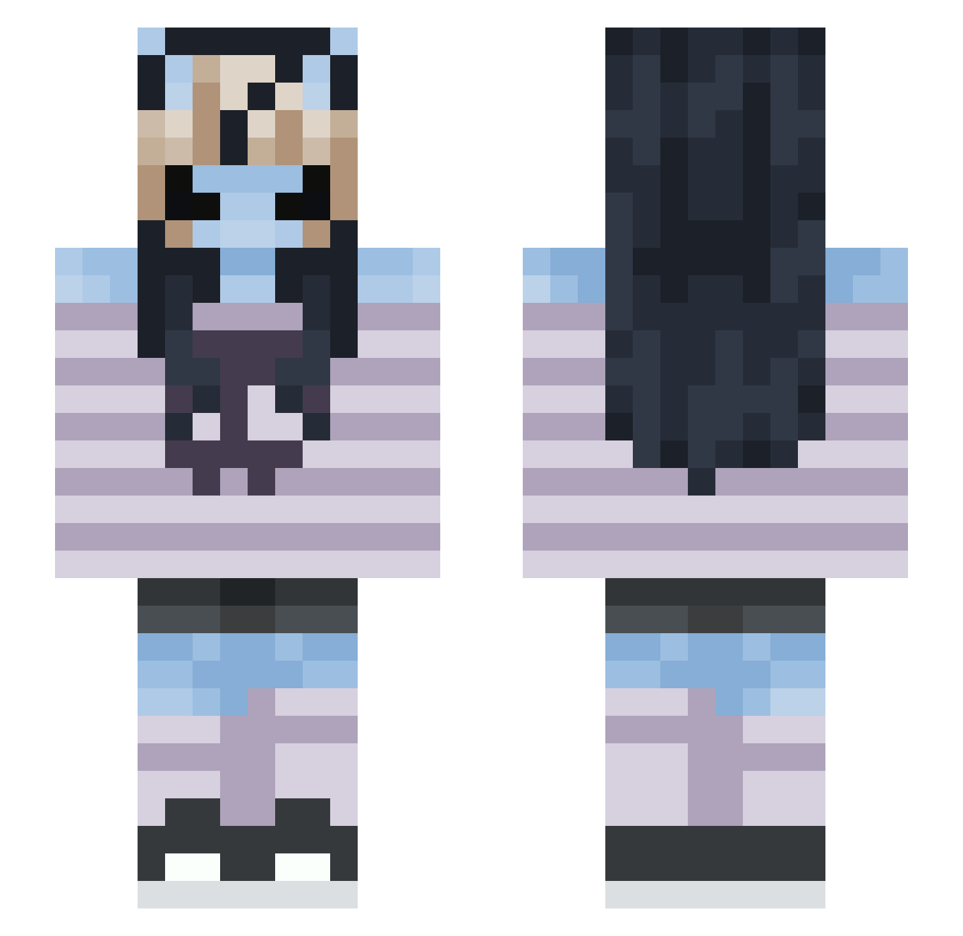 Snaggli Minecraft skin, front and back view