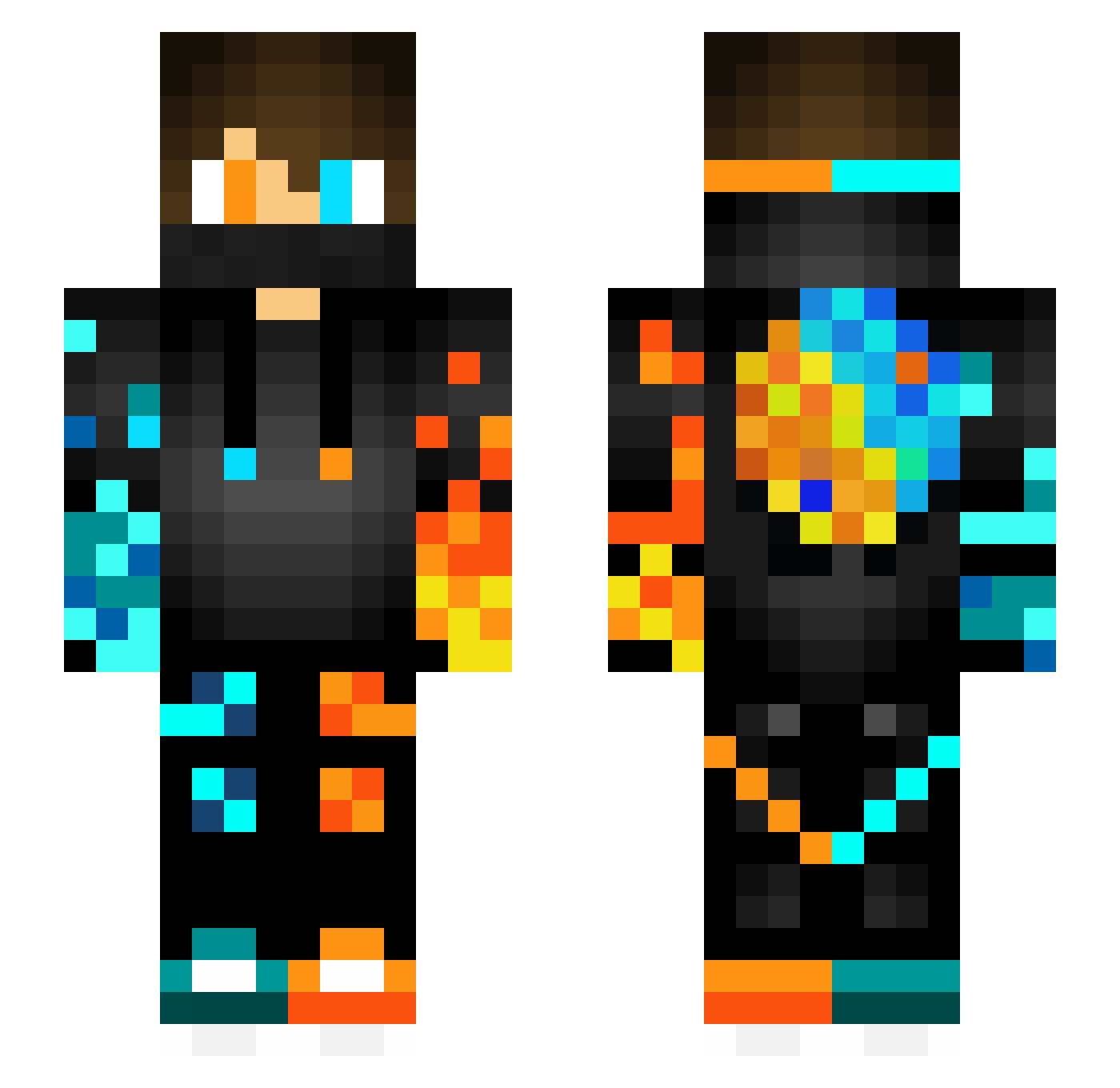 Makc3 Minecraft skin, front and back view