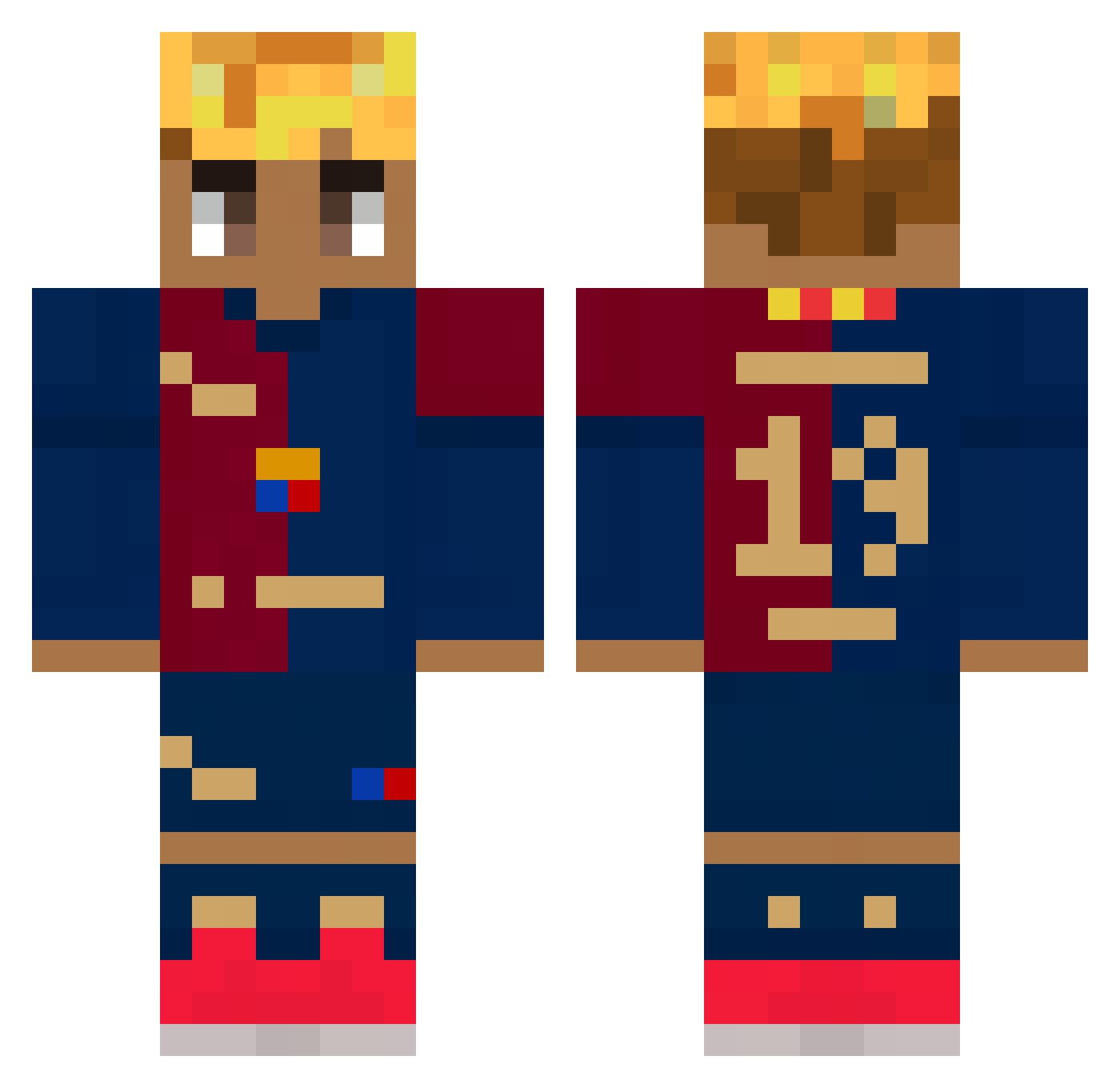 LaguitoLokoFC Minecraft skin, front and back view