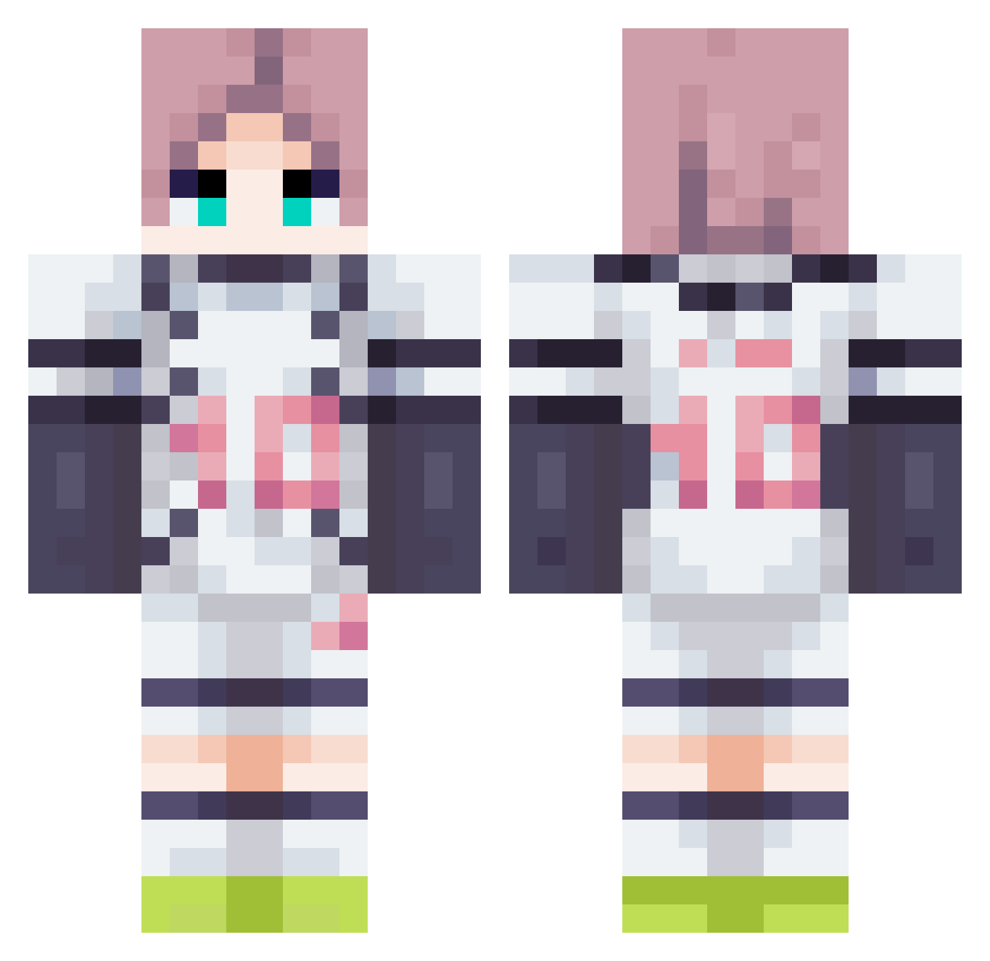 CosmoBush Minecraft skin, front and back view