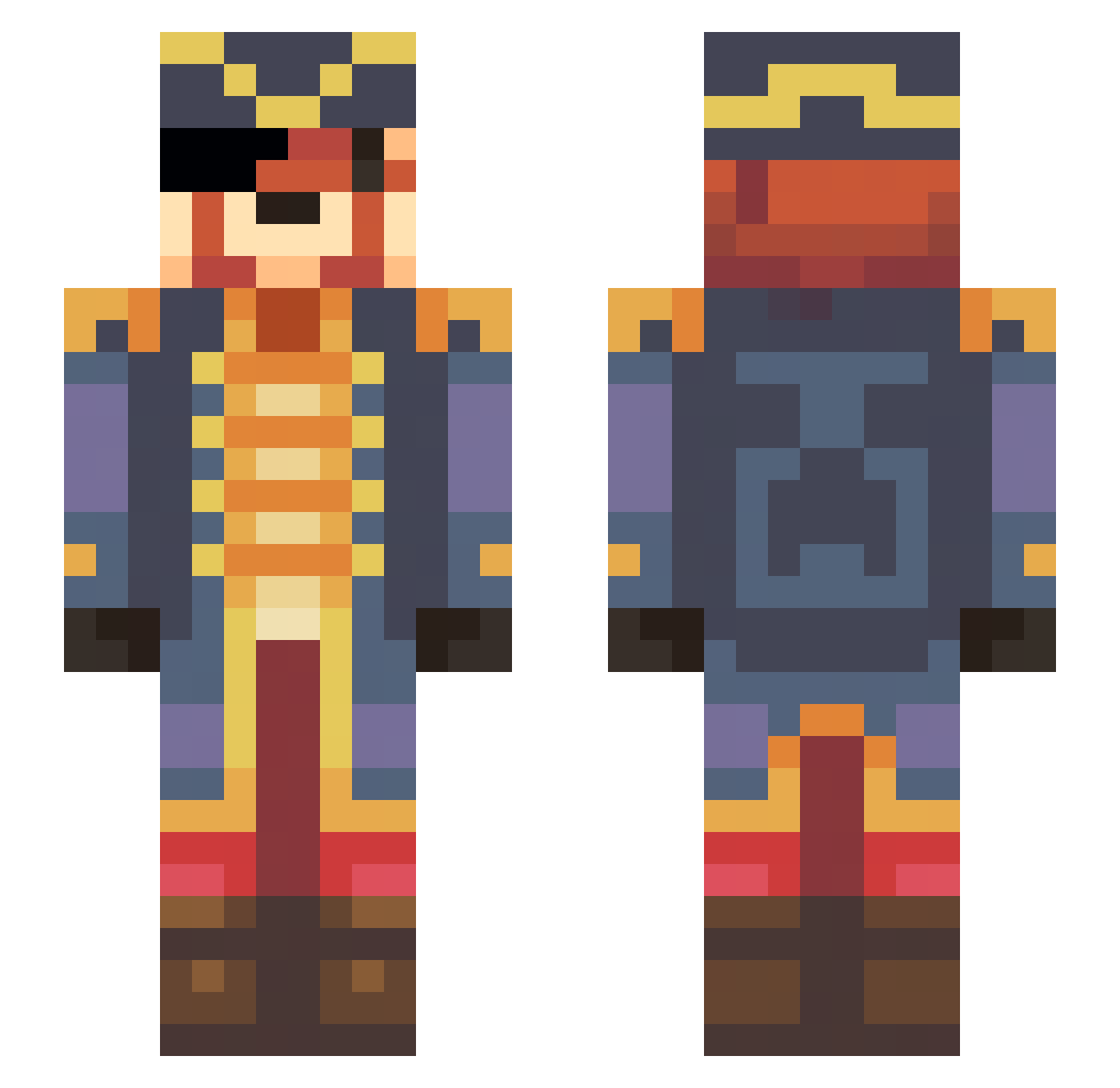TheRedPanda7916 Minecraft skin, front and back view