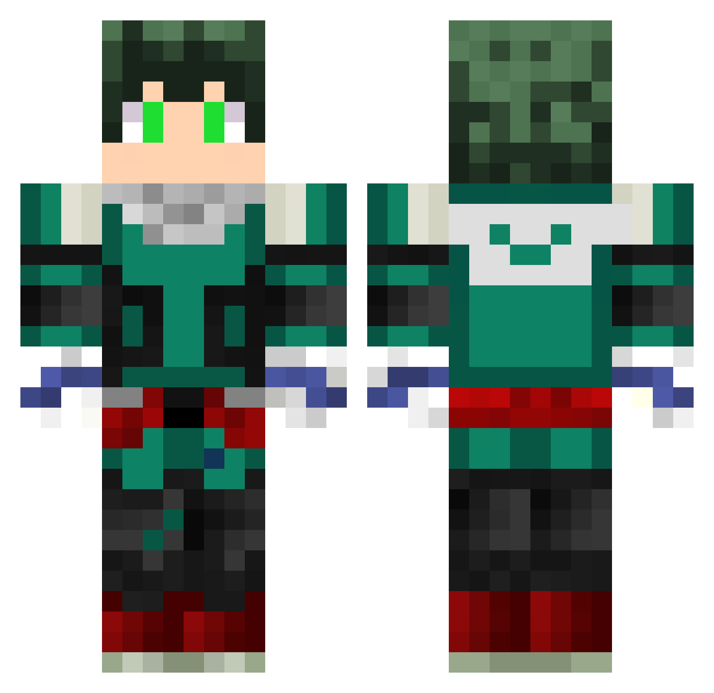 Writhes Minecraft skin, front and back view