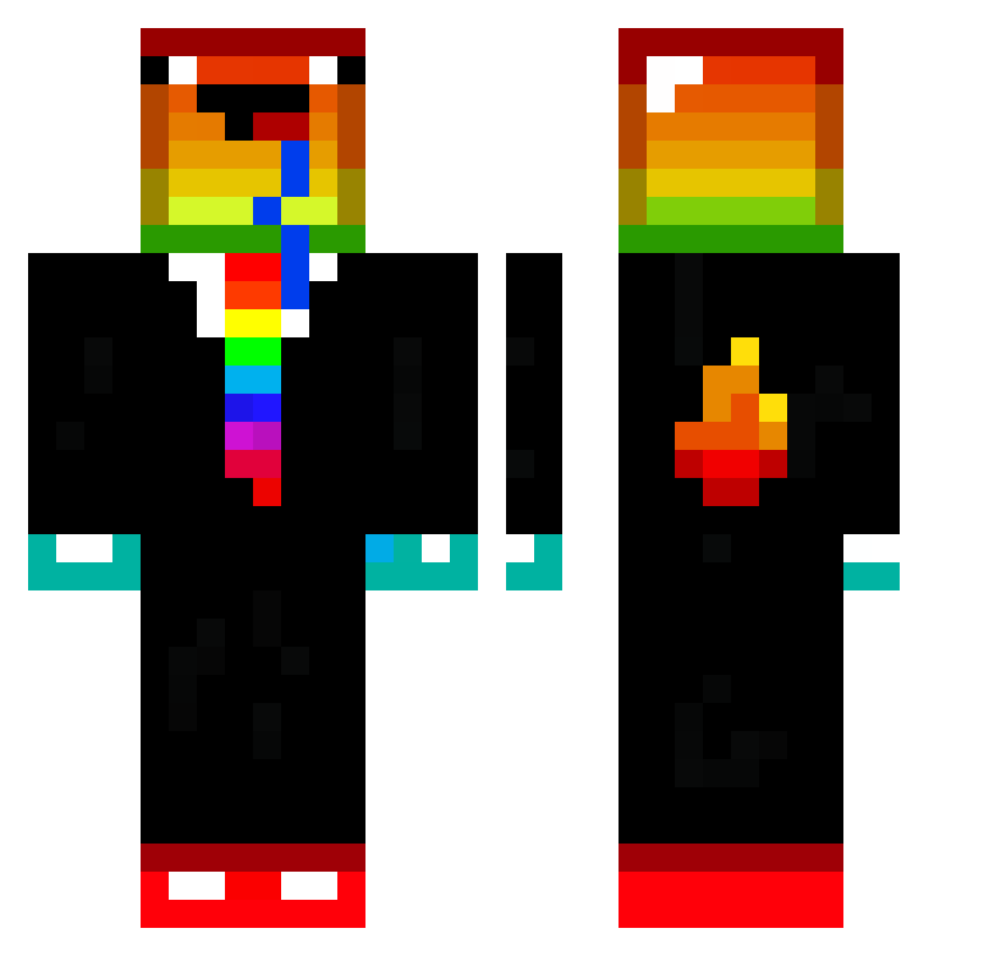 yOuArEaHoE Minecraft skin, front and back view