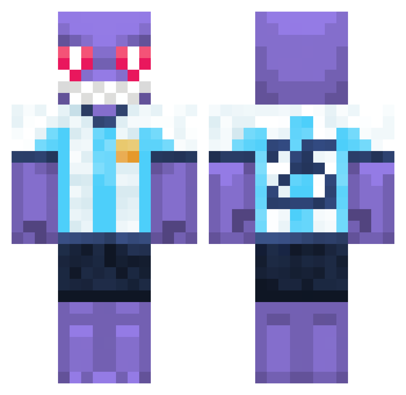 Astolmos Minecraft skin, front and back view