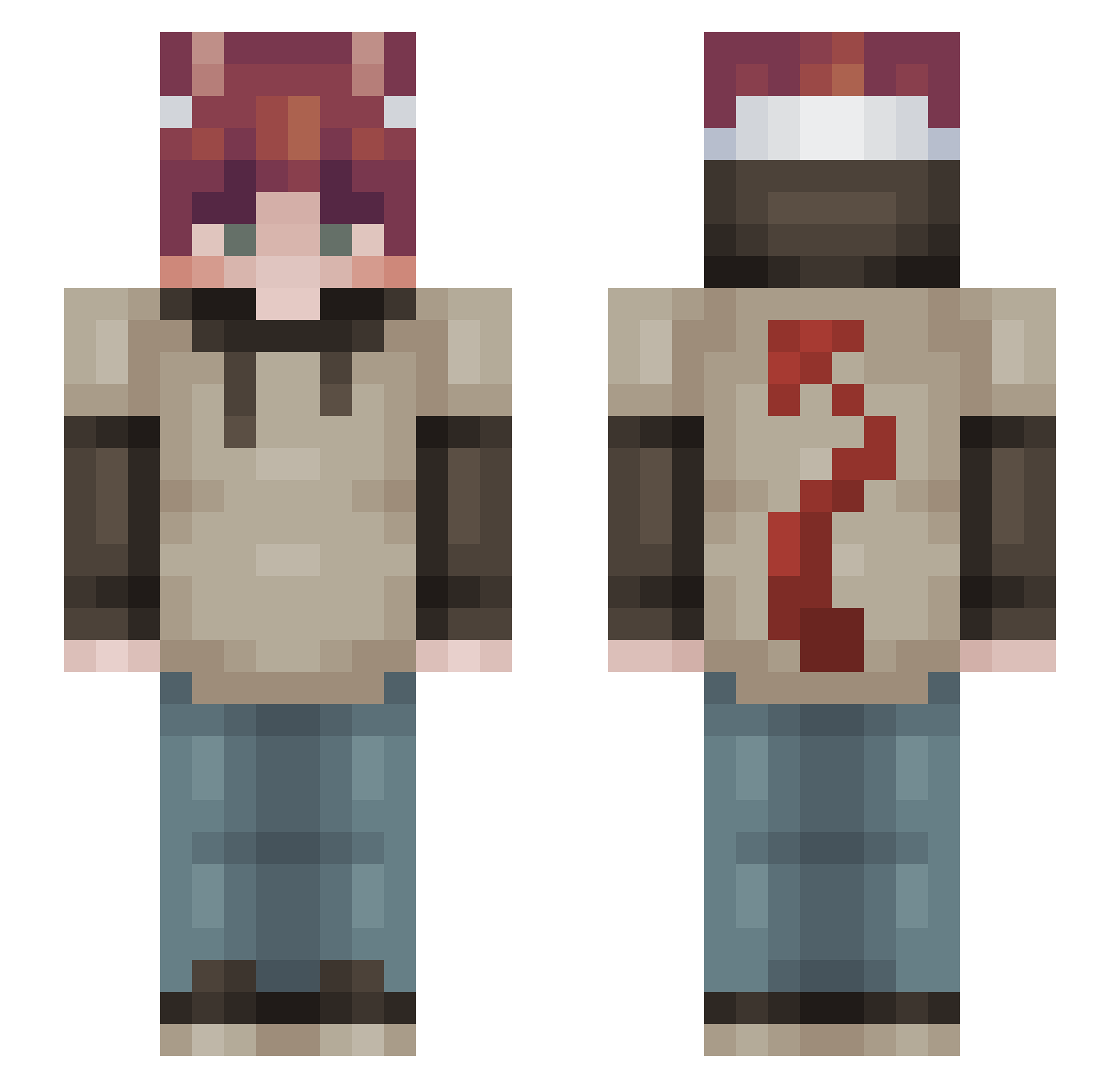 parkerraee Minecraft skin, front and back view