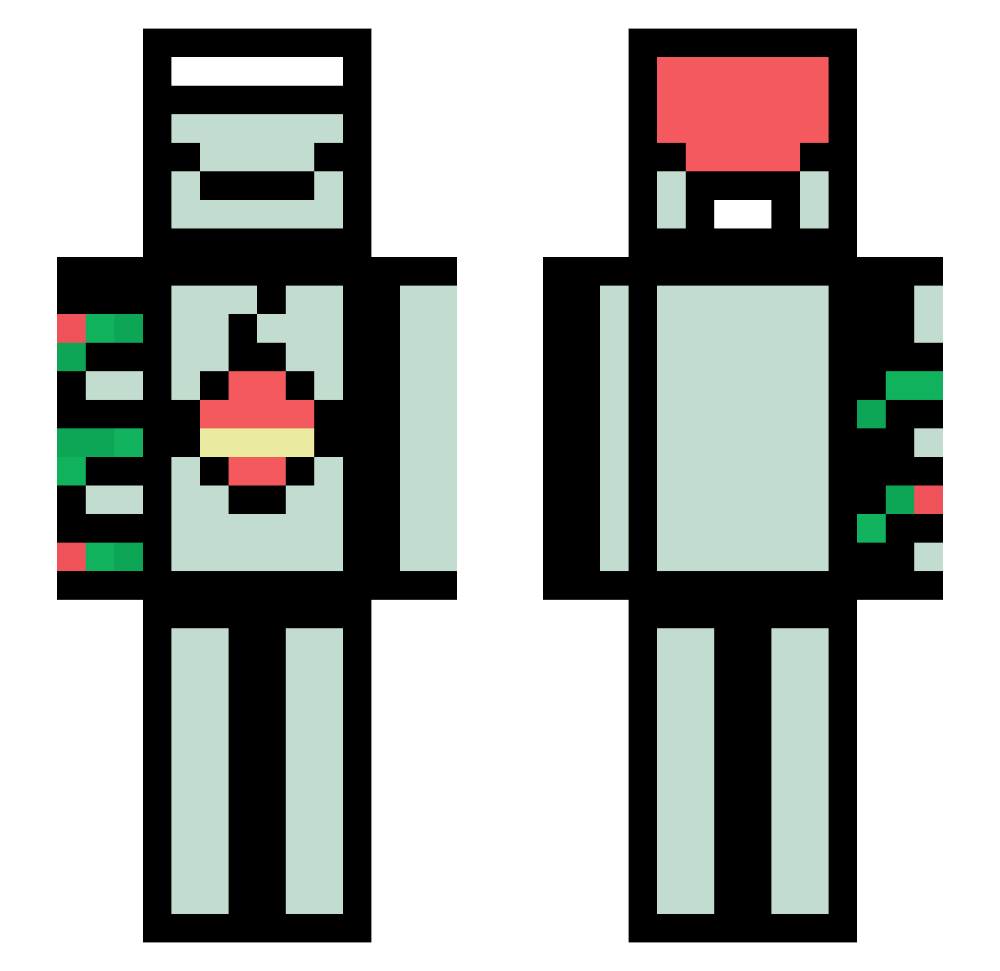 Puffurm Minecraft skin, front and back view