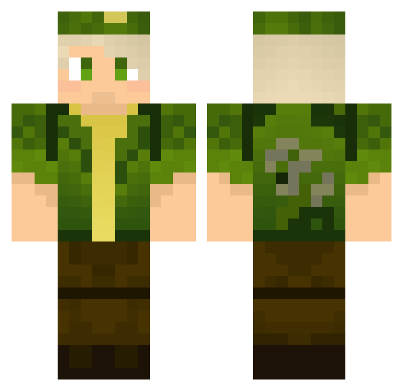 AmberPinkFox Minecraft skin, front and back view