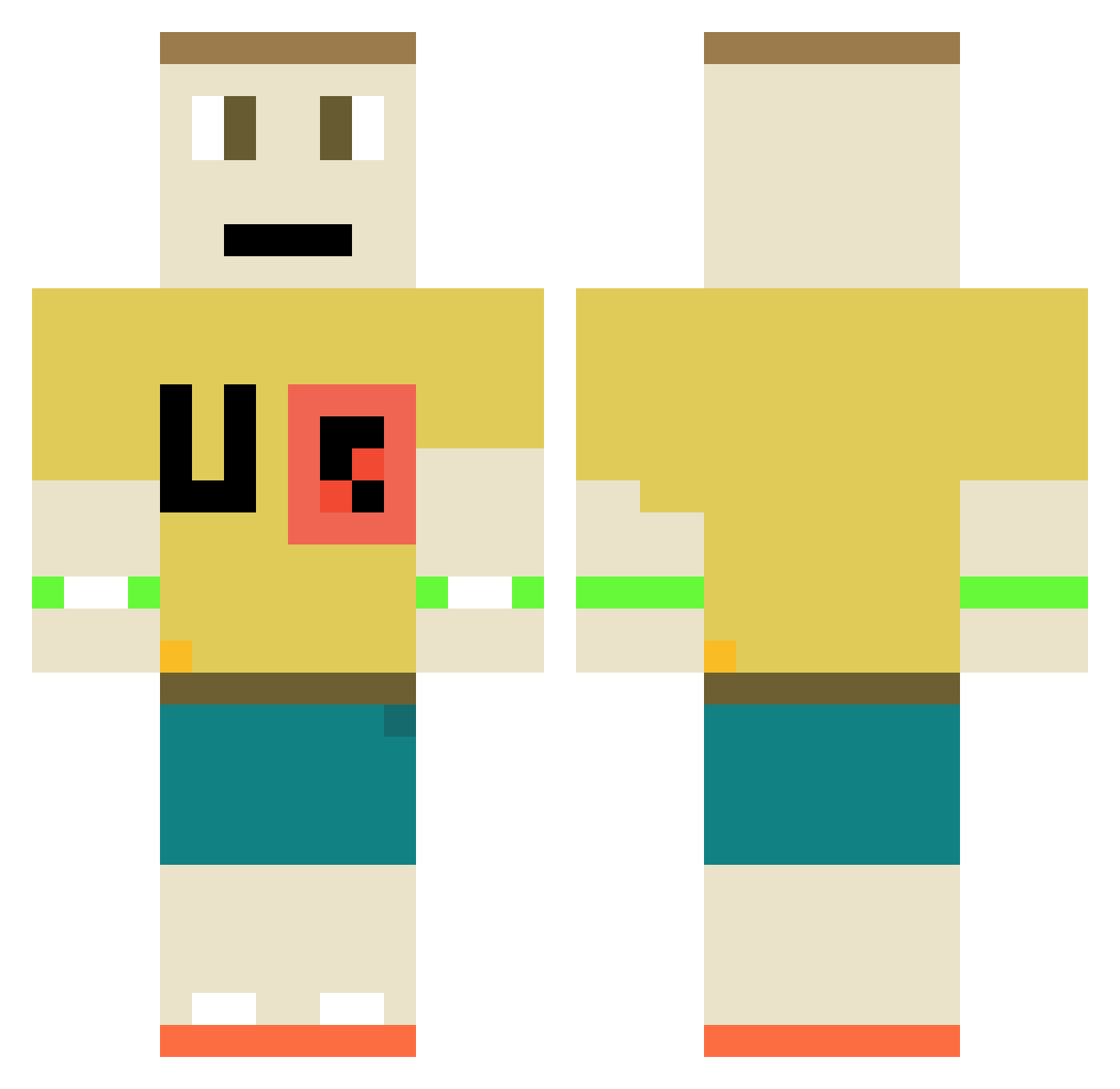 AndreasHD7 Minecraft skin, front and back view