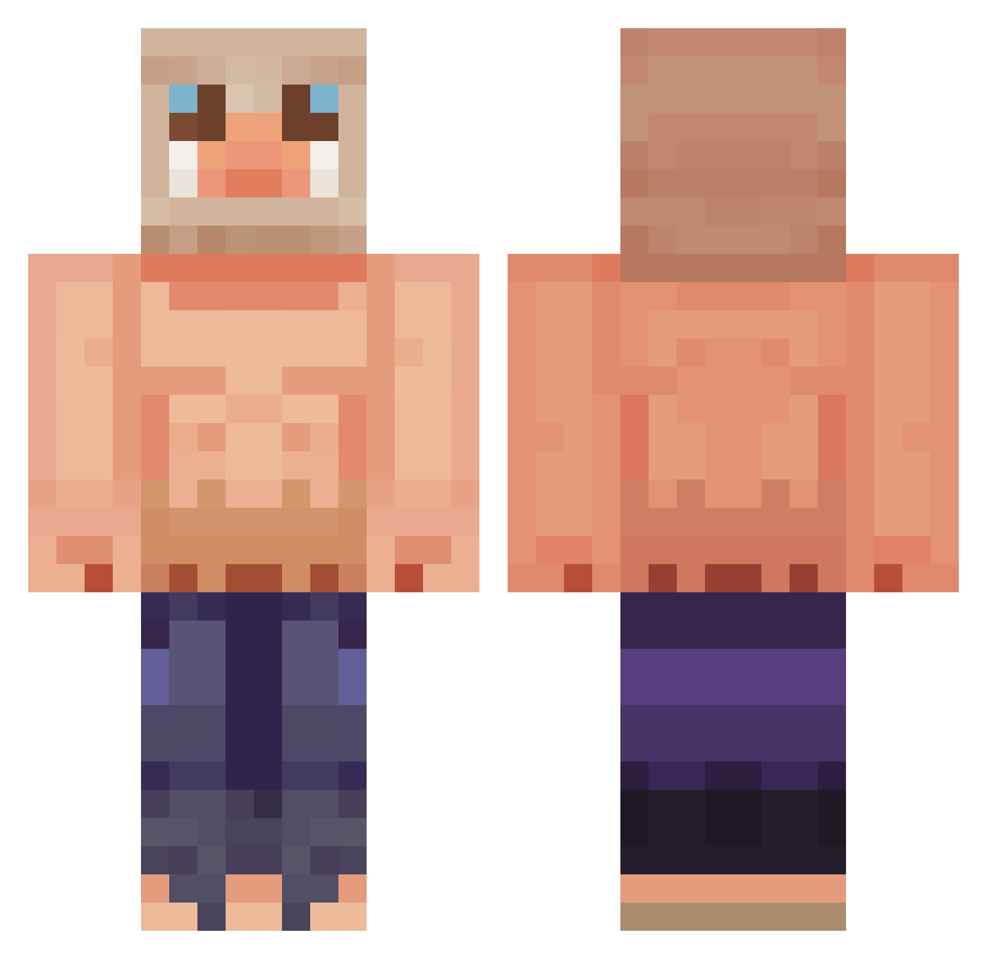 AdonisTheAvocado Minecraft skin, front and back view