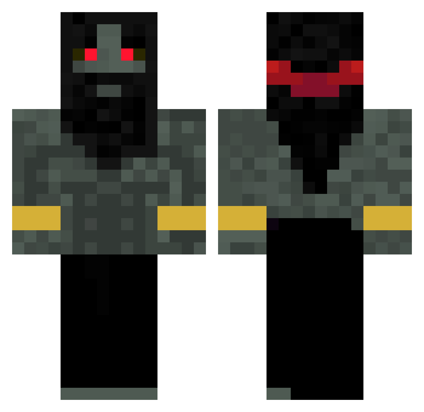 xKozw Minecraft skin, front and back view