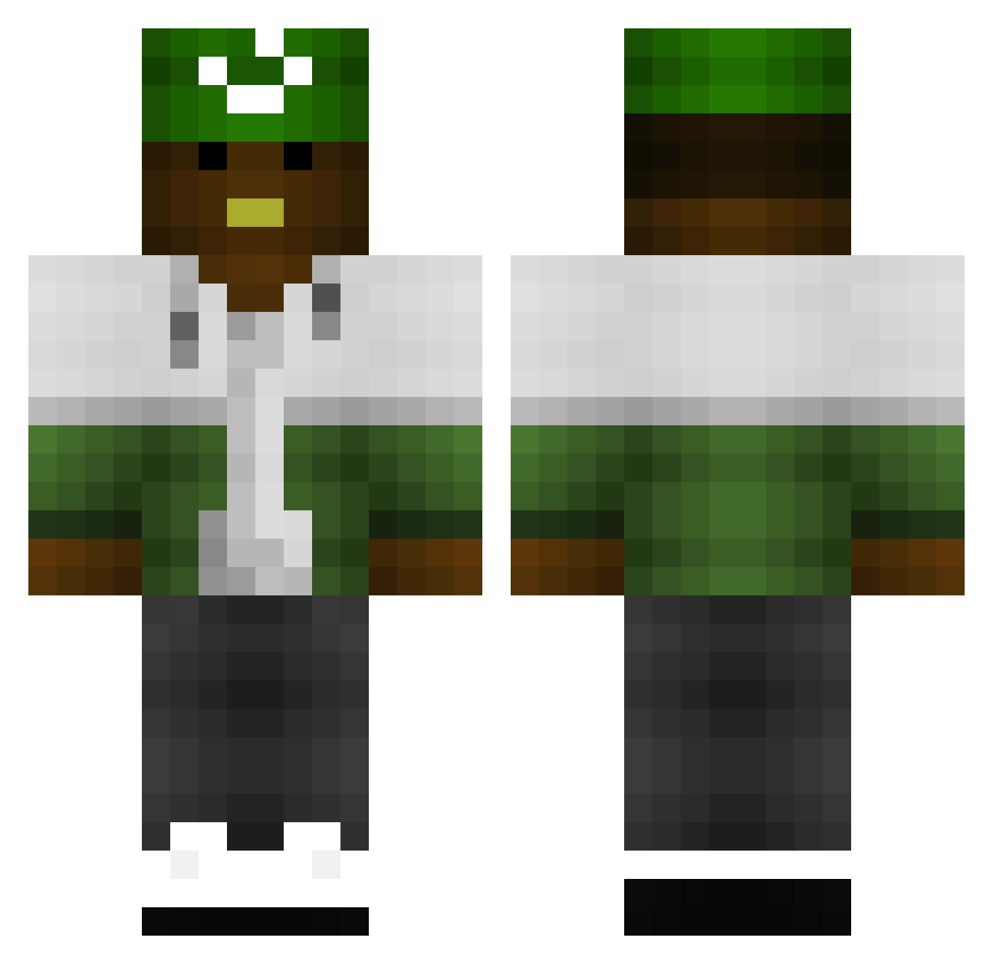Vigilantism Minecraft skin, front and back view