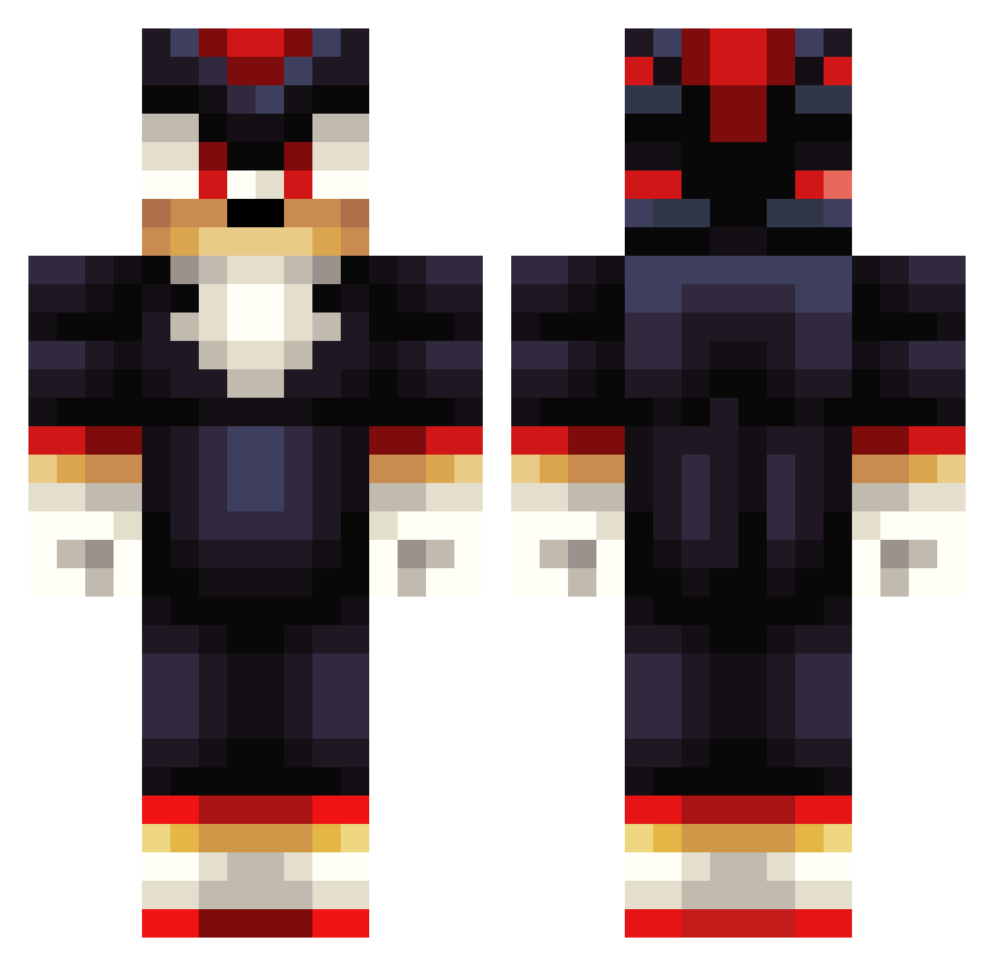 zehar Minecraft skin, front and back view