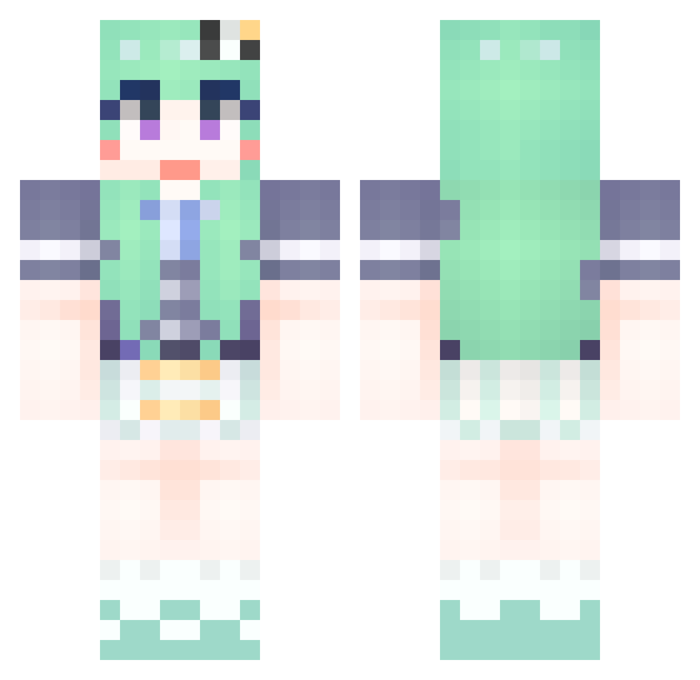 Kookue Minecraft skin, front and back view