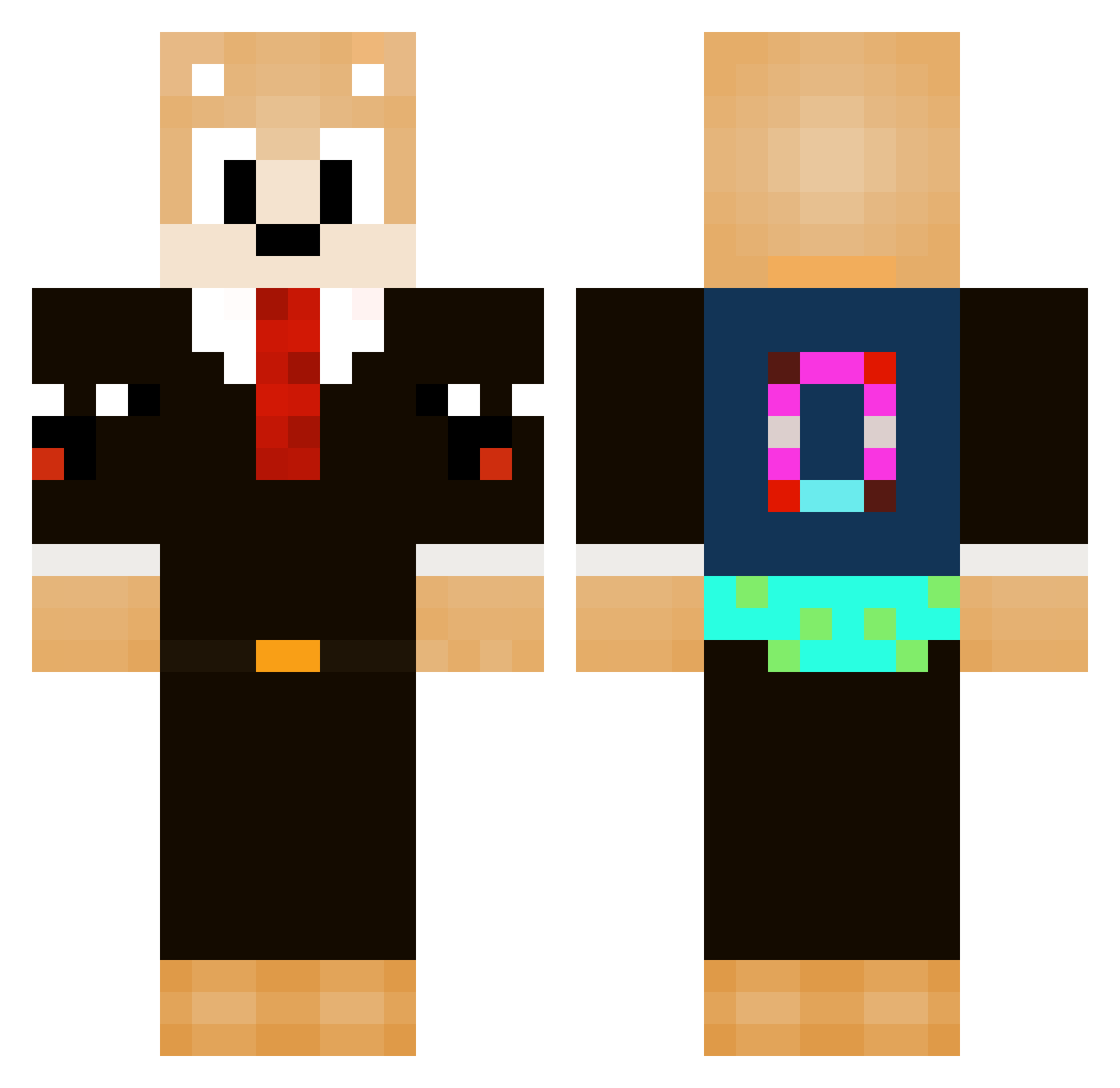 pikd Minecraft skin, front and back view