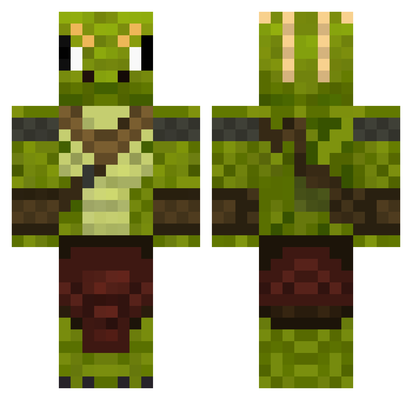 XDblue Minecraft skin, front and back view
