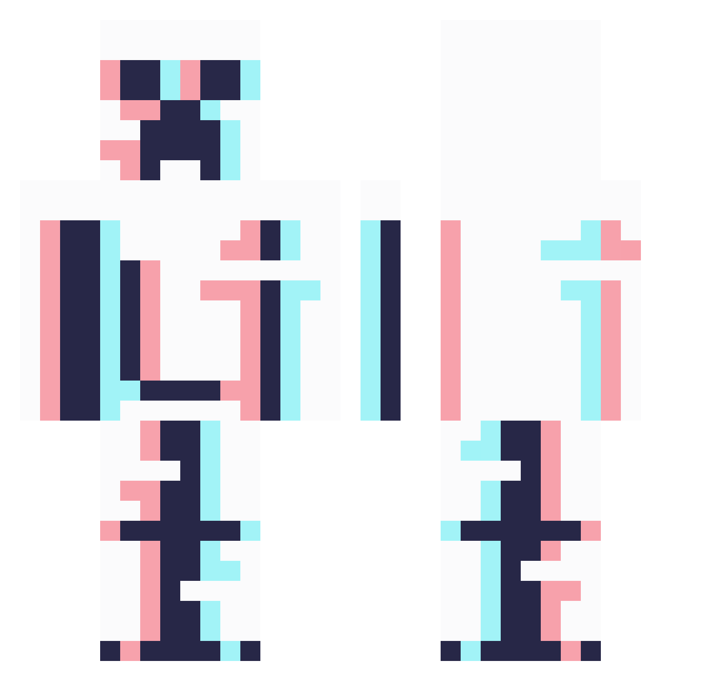 wolfliegaming Minecraft skin, front and back view