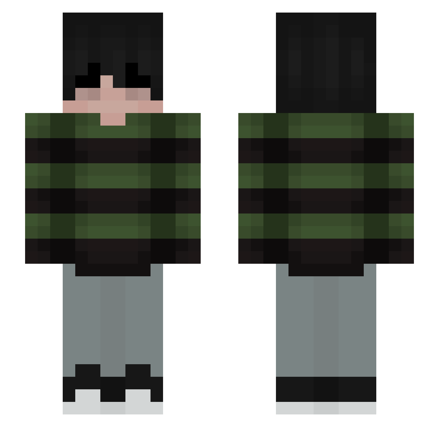 unlucent Minecraft skin, front and back view