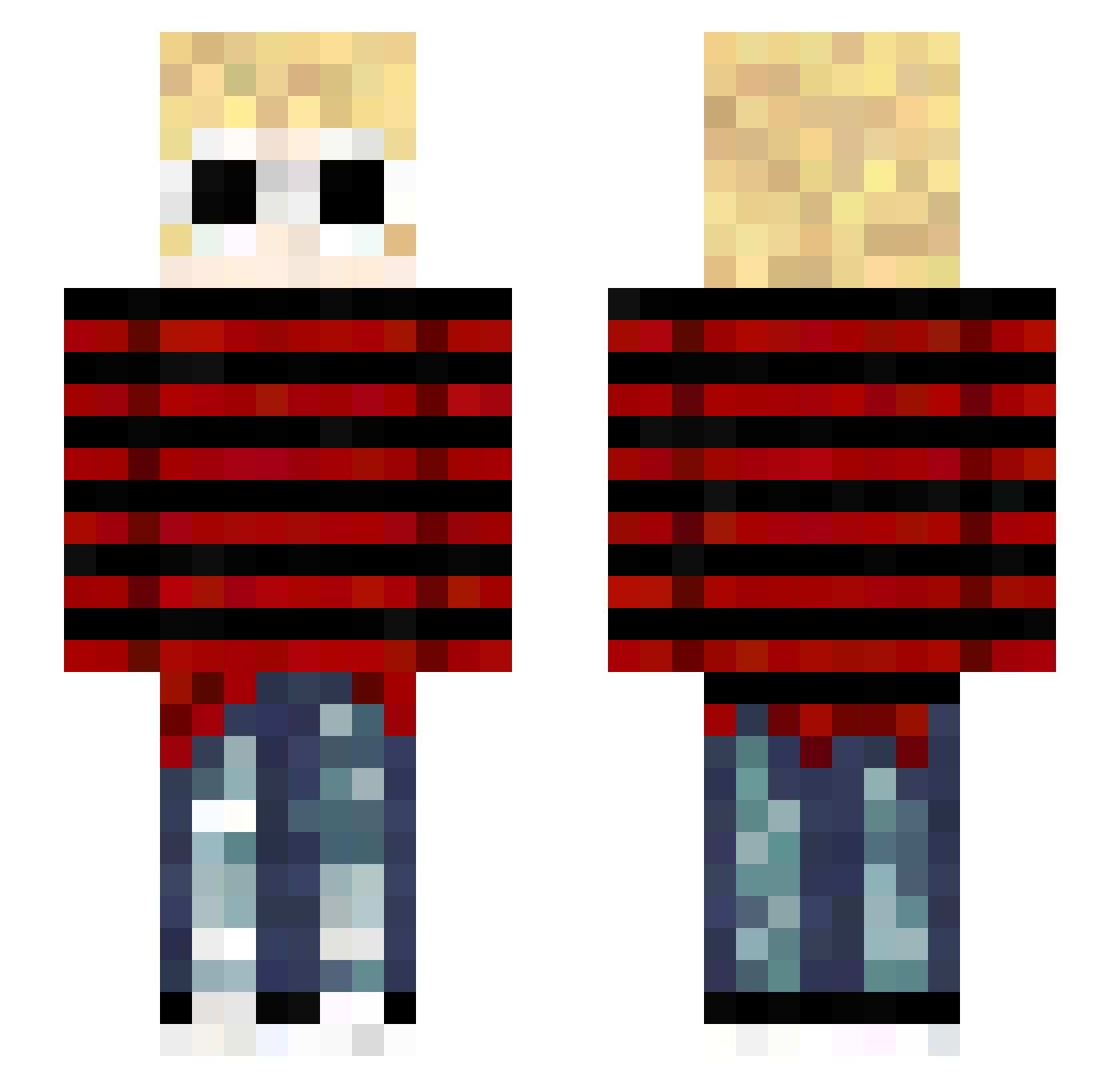 DBenio Minecraft skin, front and back view