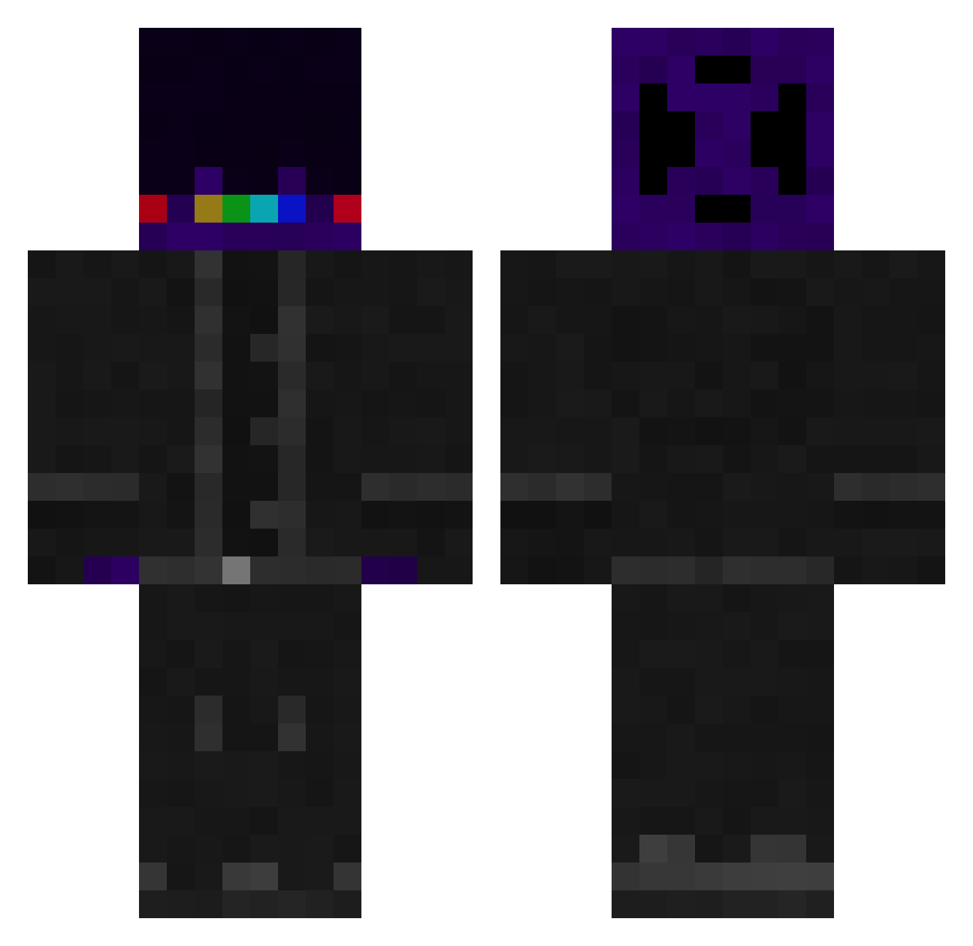 sebas3am Minecraft skin, front and back view