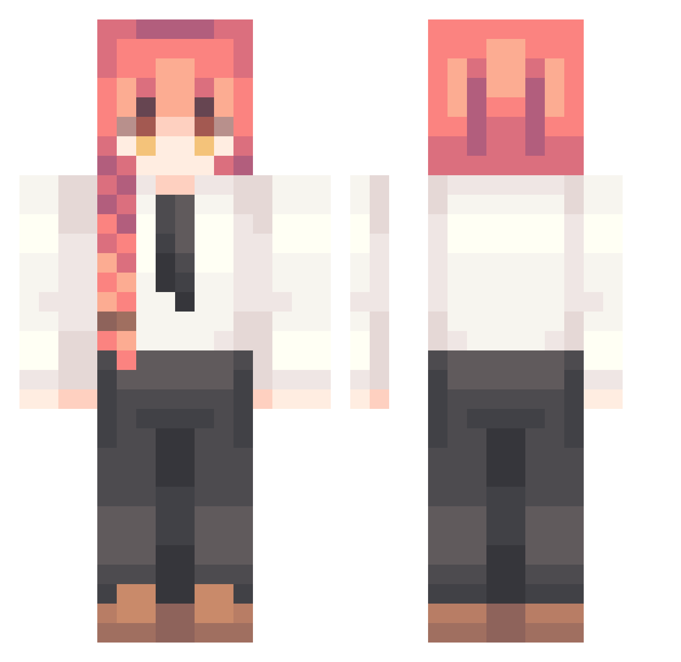 PrisonP0cket Minecraft skin, front and back view