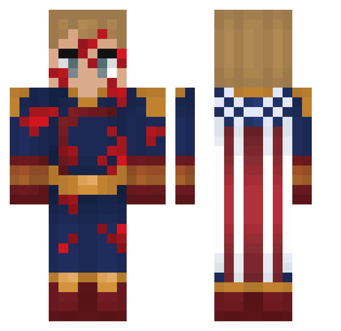 ivDR Minecraft skin, front and back view