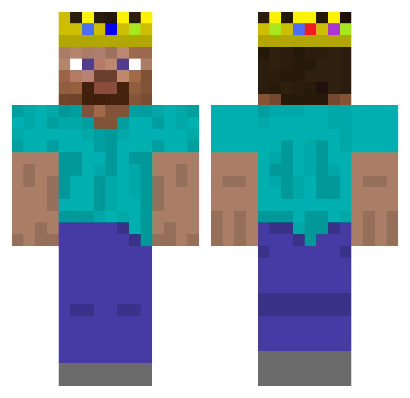 tierlistt Minecraft skin, front and back view