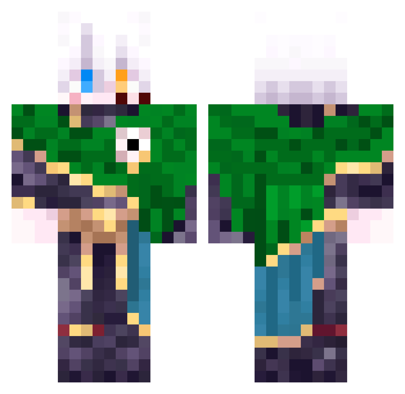 LeEnder Minecraft skin, front and back view