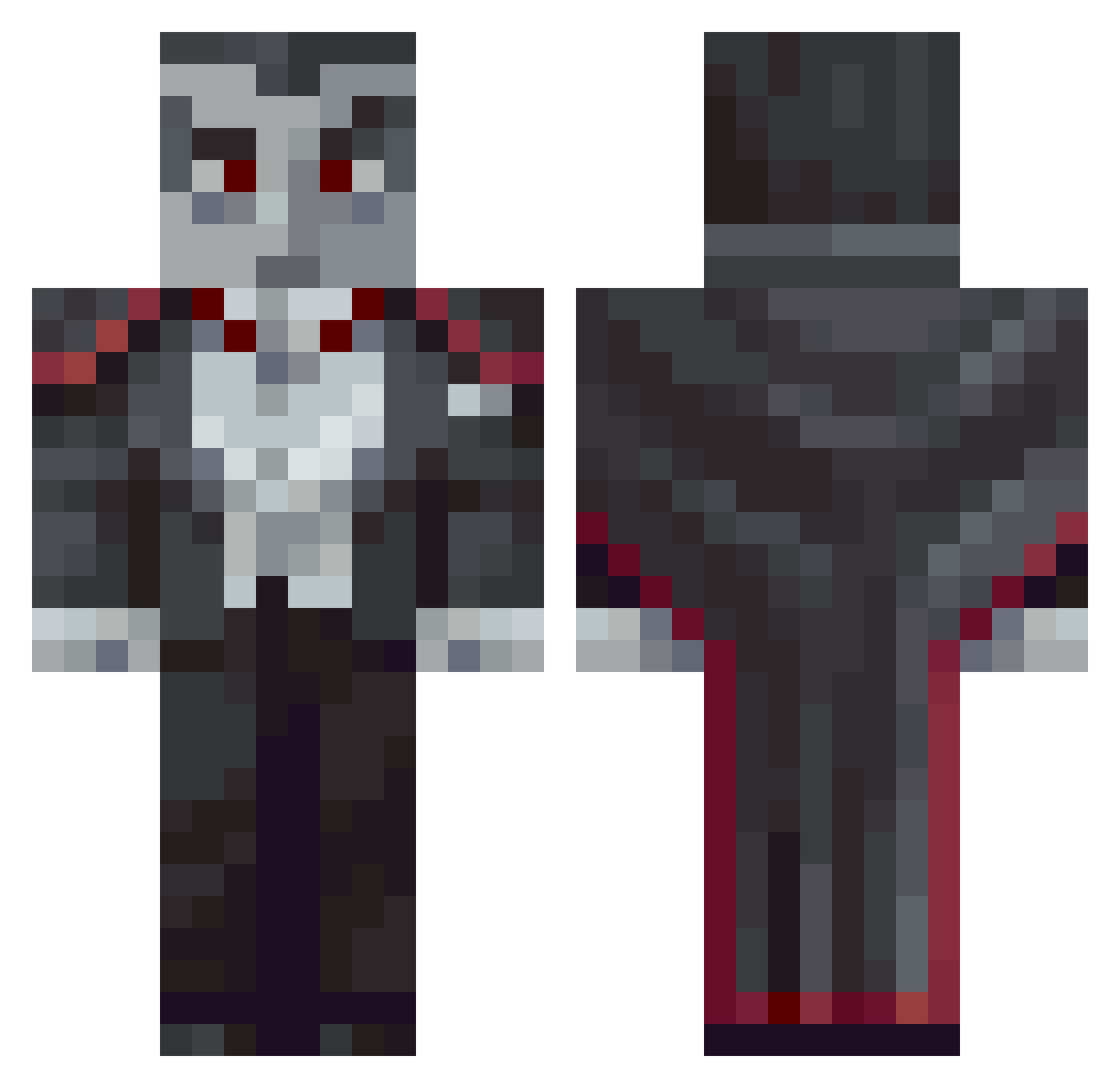 20pcoin Minecraft skin, front and back view
