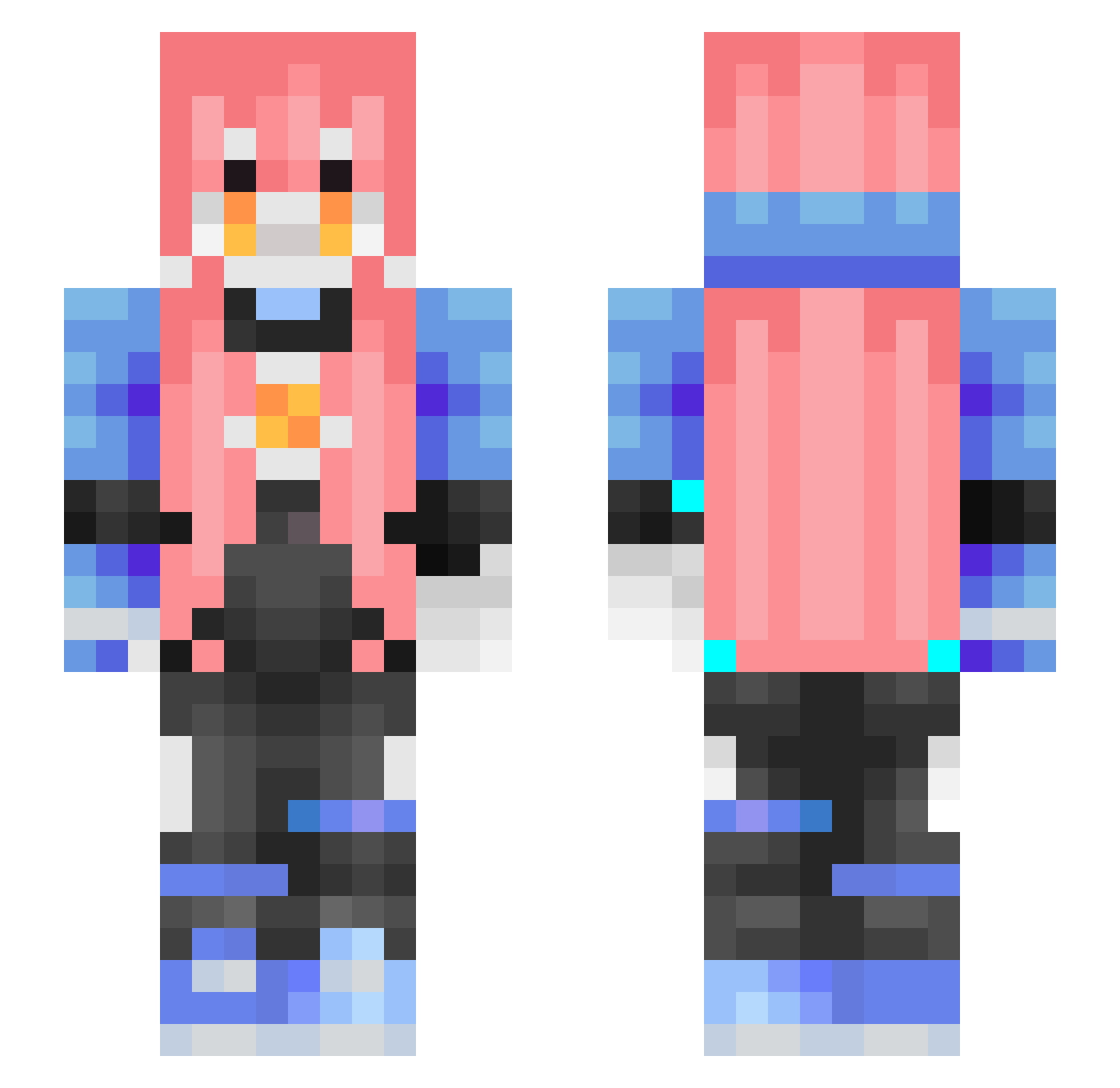 quipping Minecraft skin, front and back view