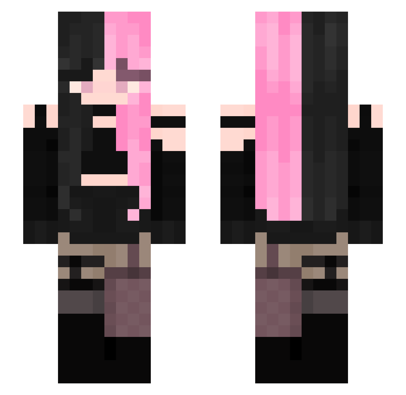 Nina_Colada Minecraft skin, front and back view